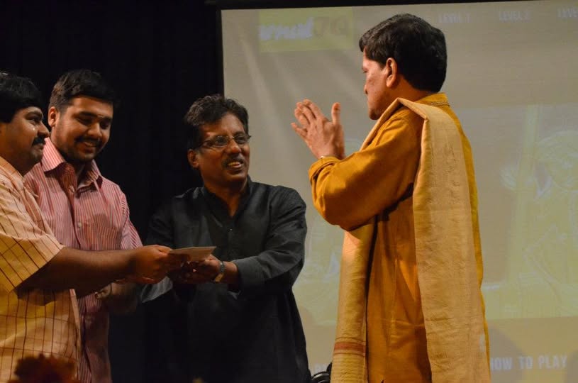 Team receiving First Prize at Carnatech 2011 Music Quiz from Neyveli Santhanagopalan